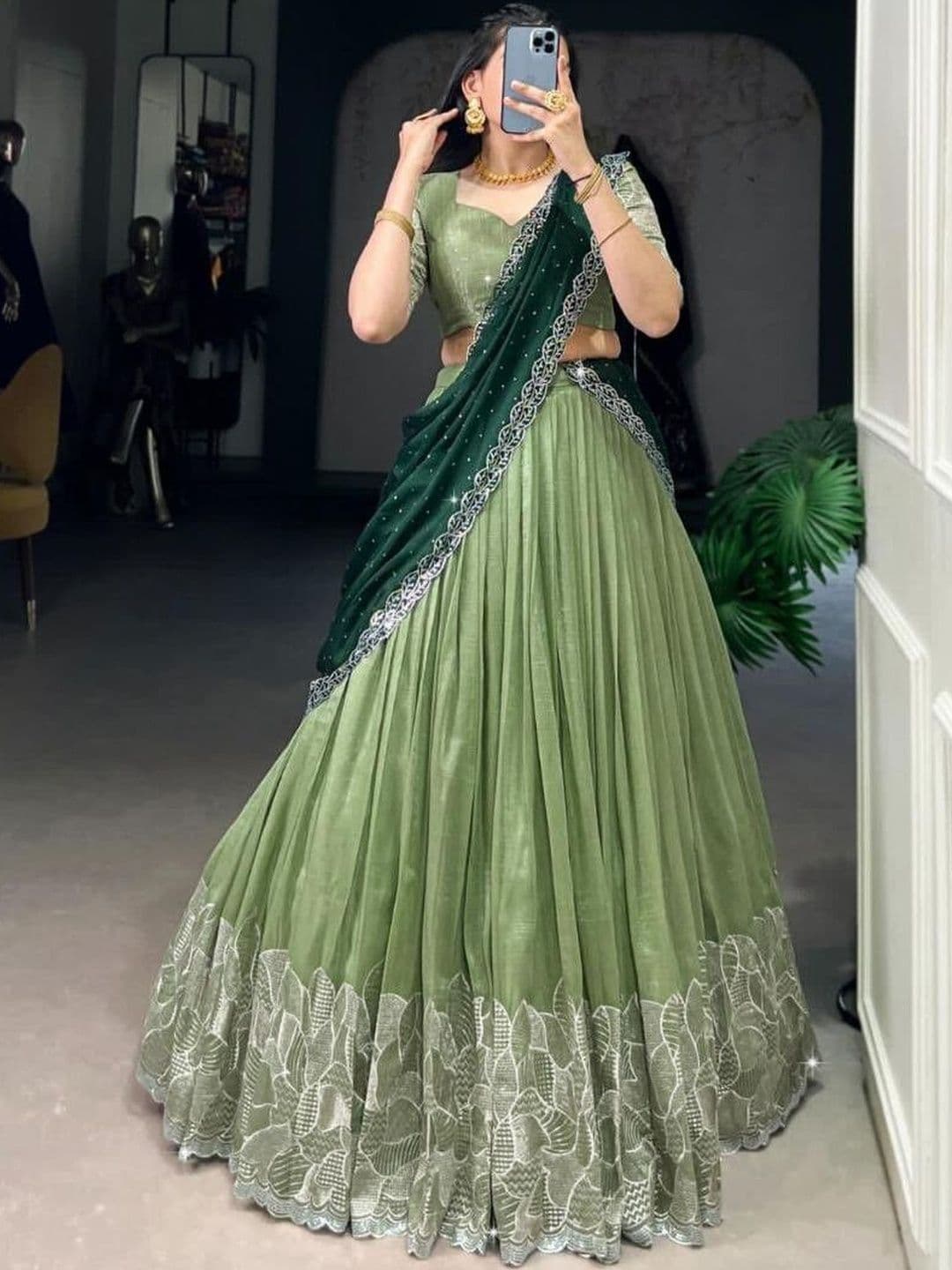 all about you Embellished Sequinned Ready to Wear Lehenga & Blouse With Dupatta - view 1