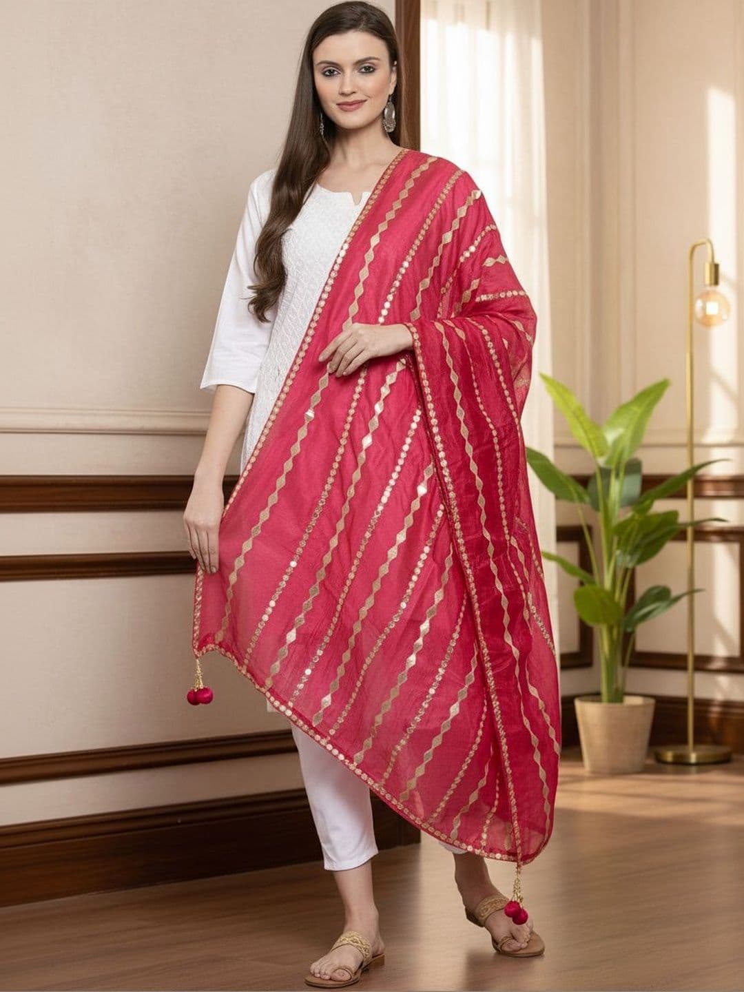 KALINI Women Gotta Patti Embroidered Silk Blend Dupatta - view 1
