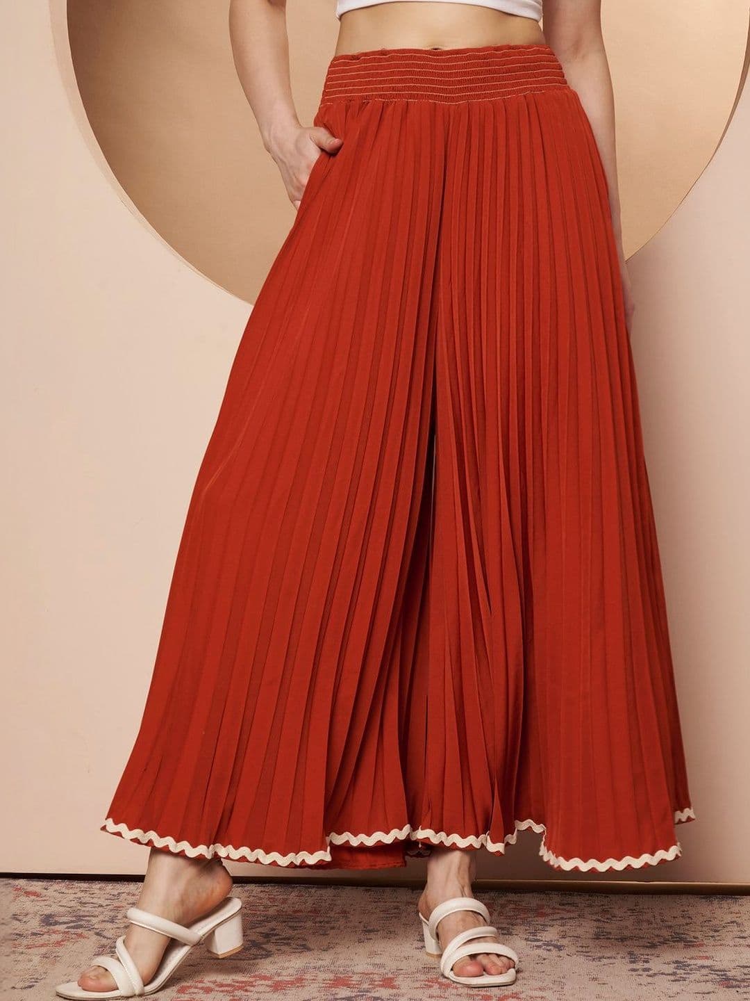 ZWERLON Women Accordion Pleated Maxi Flared Skirt - view 1
