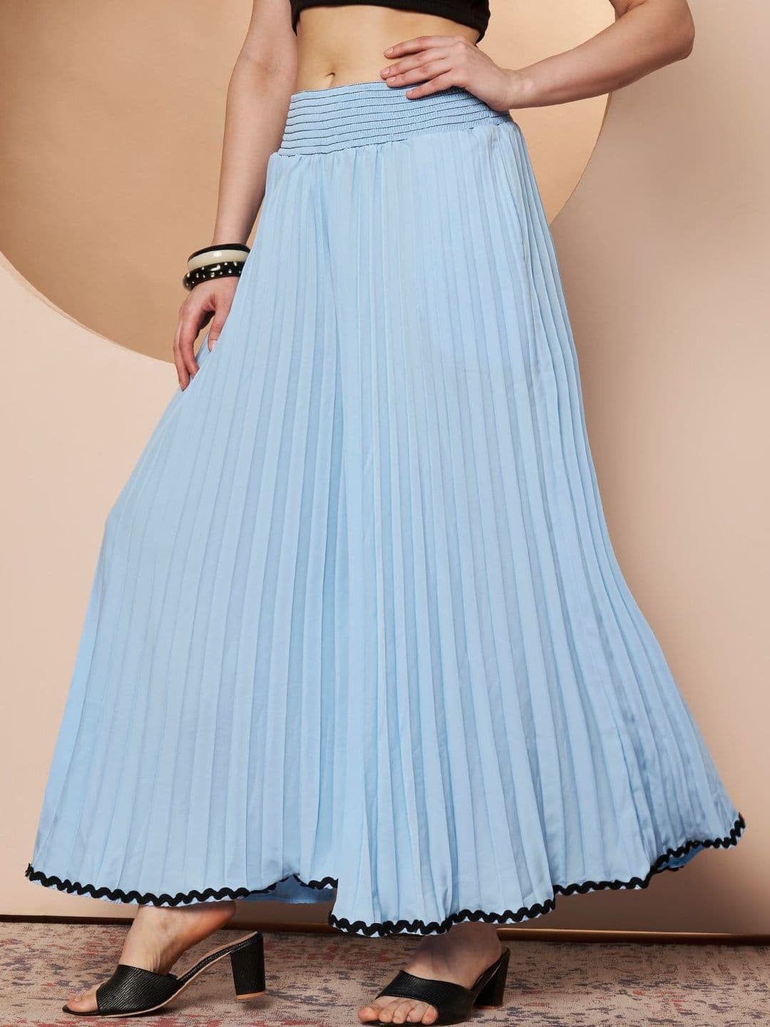 ZWERLON Women Accordion Pleated Maxi Divided Skirt - view 1