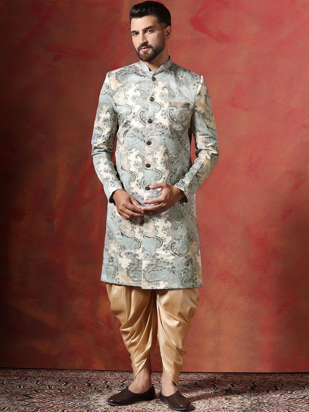 SOURAGYA Printed Sherwani Set