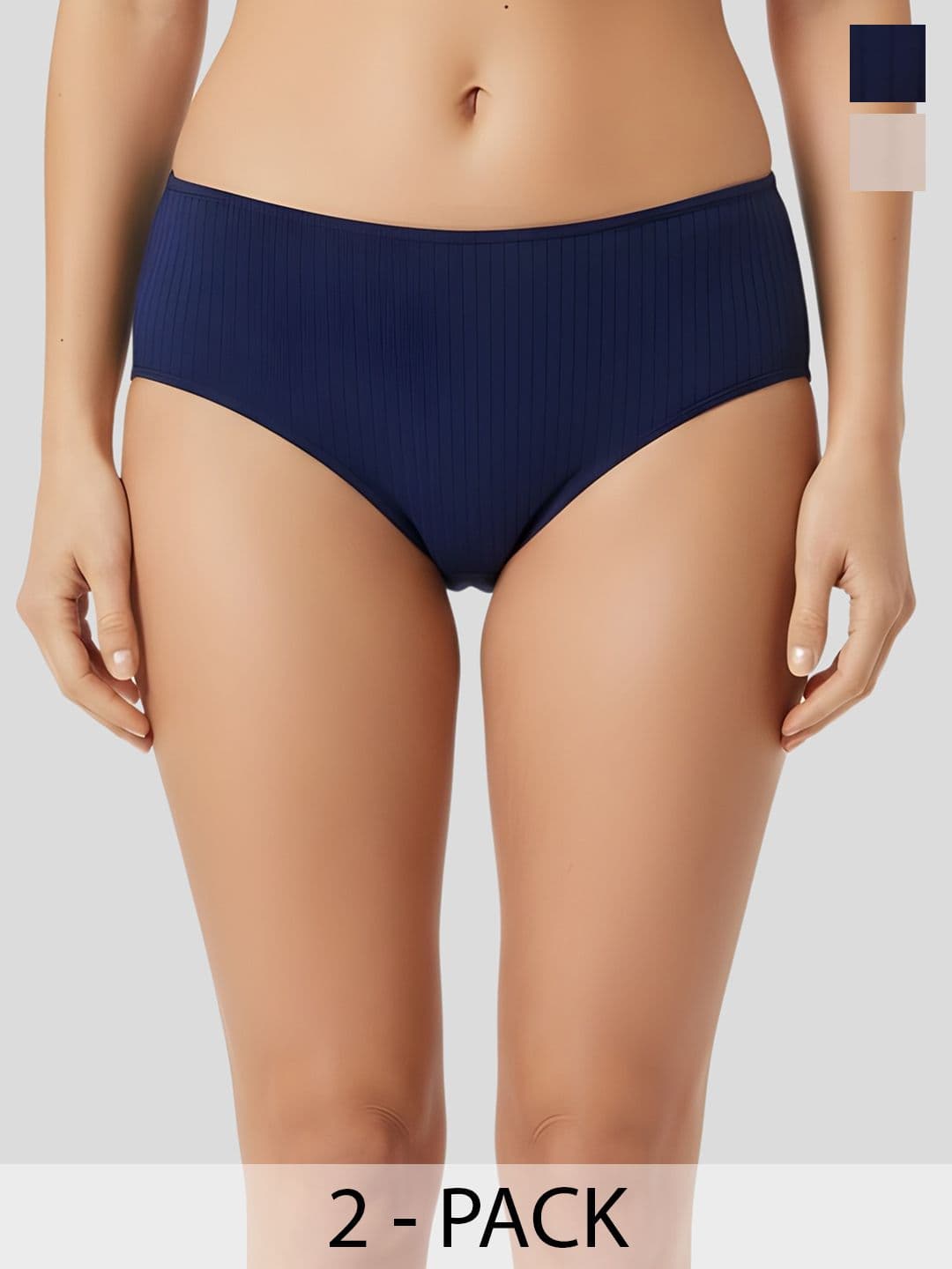 Liigne Women Pack of 2 Self Design Cotton Basic Briefs - view 1