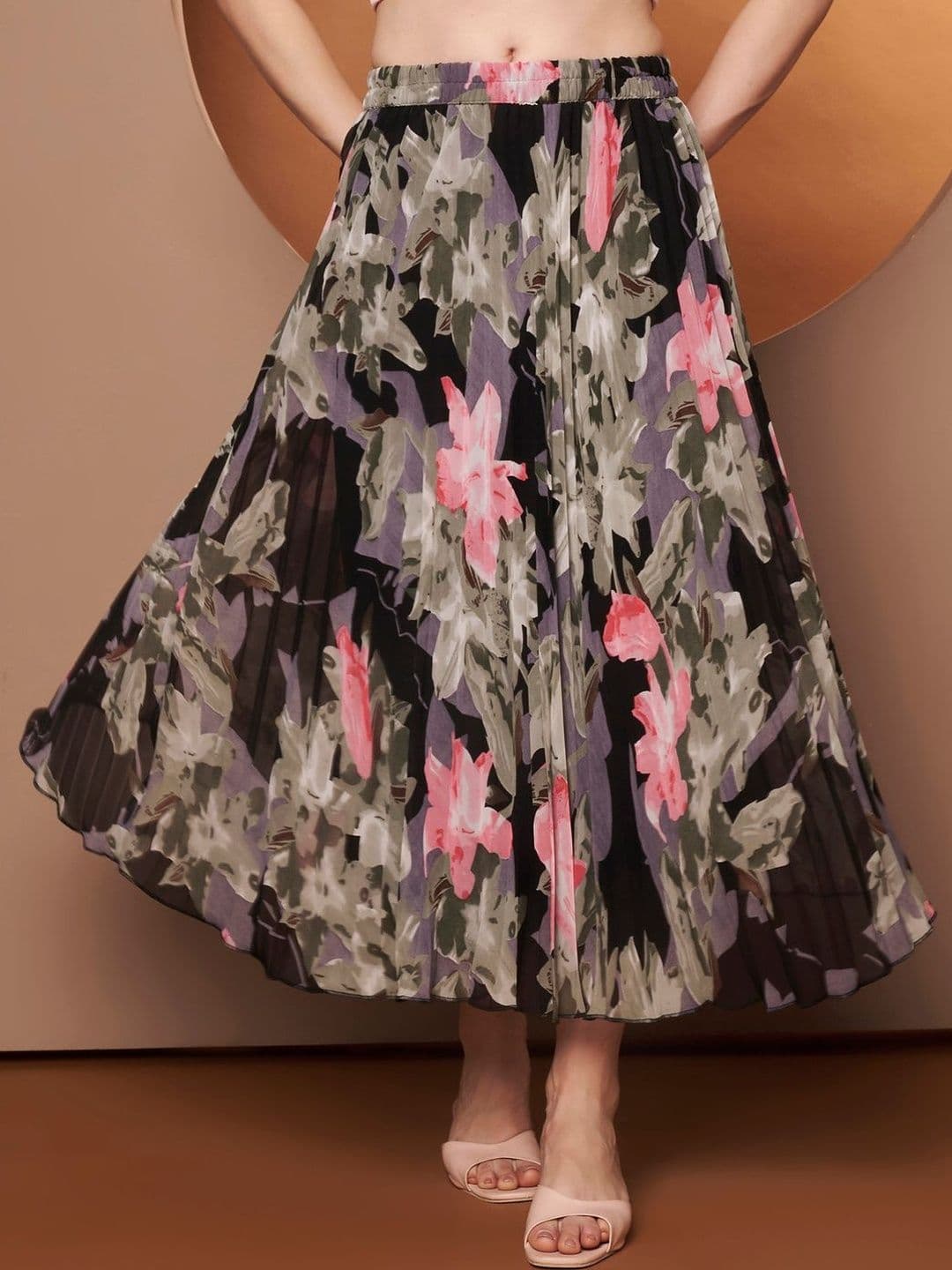 OTABU Women Floral Midi Flared Skirt - view 1