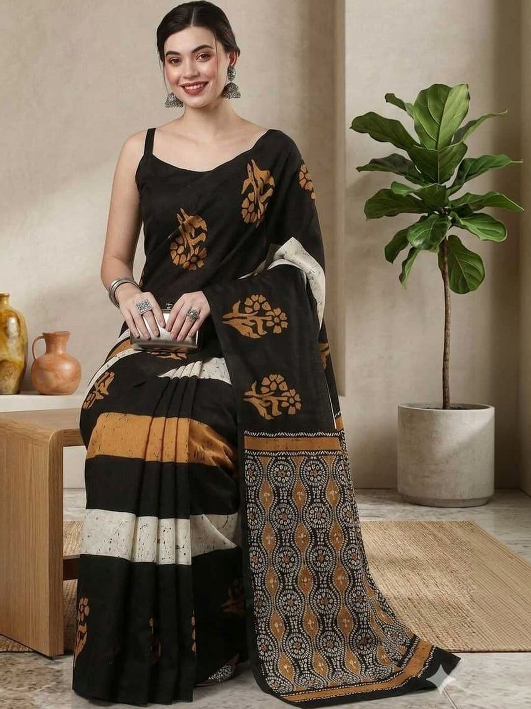 Sangria Batik Pure Cotton Handloom Saree - view 1