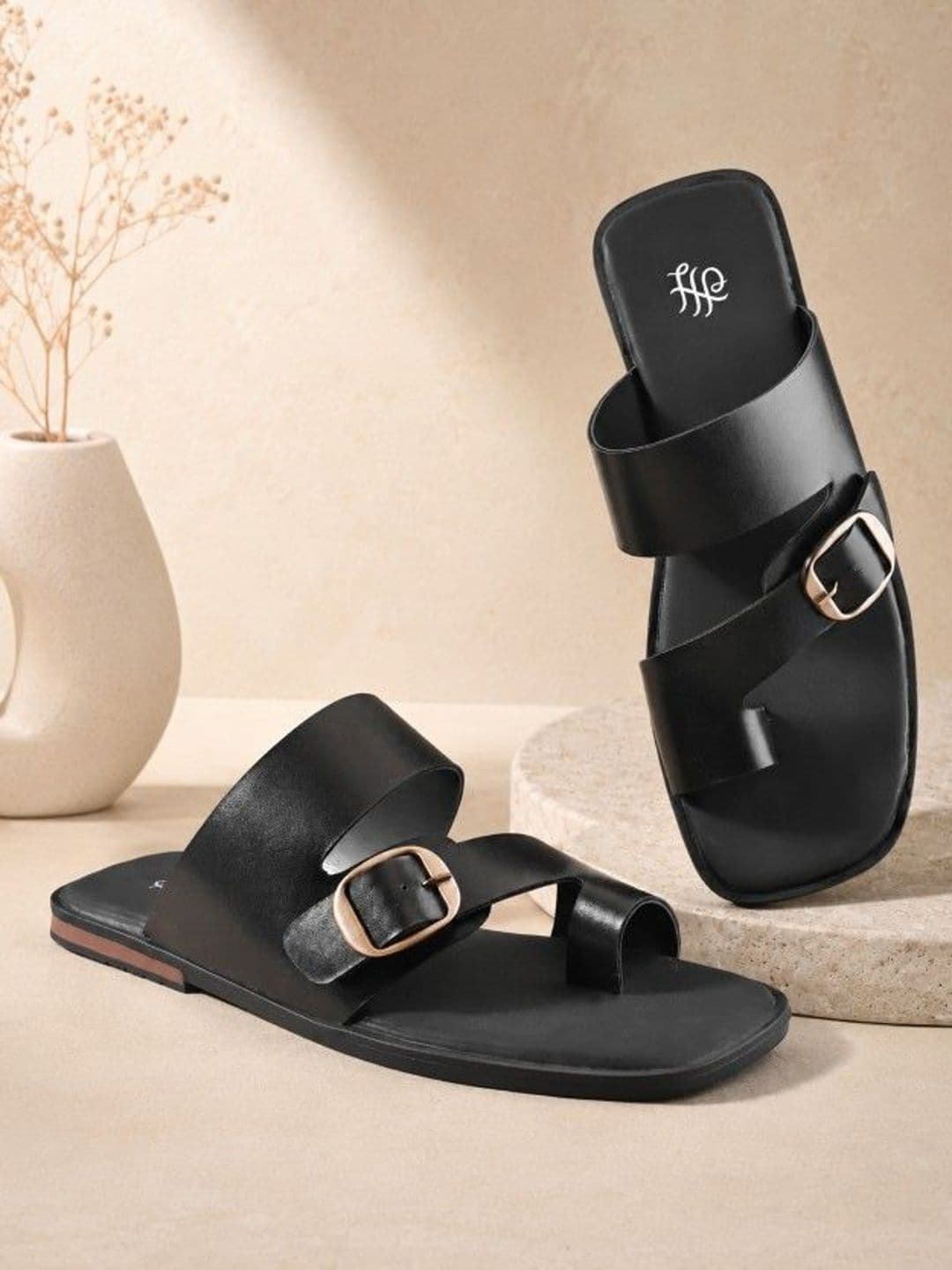 House of Pataudi Men Casual Slip On T-Strap Open Toe Ring Comfortable Lightweight Sandals - view 1
