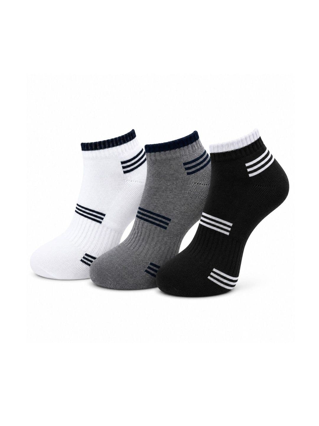 Dollar Men Pack of 3 Cotton Assorted Striped Ankle Length Socks - view 1