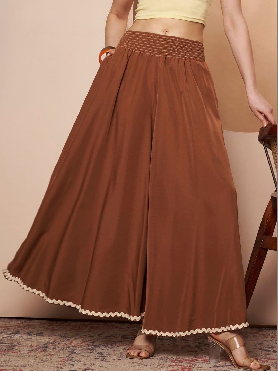 ZWERLON Women Hem Design Flared Palazzos - view 1