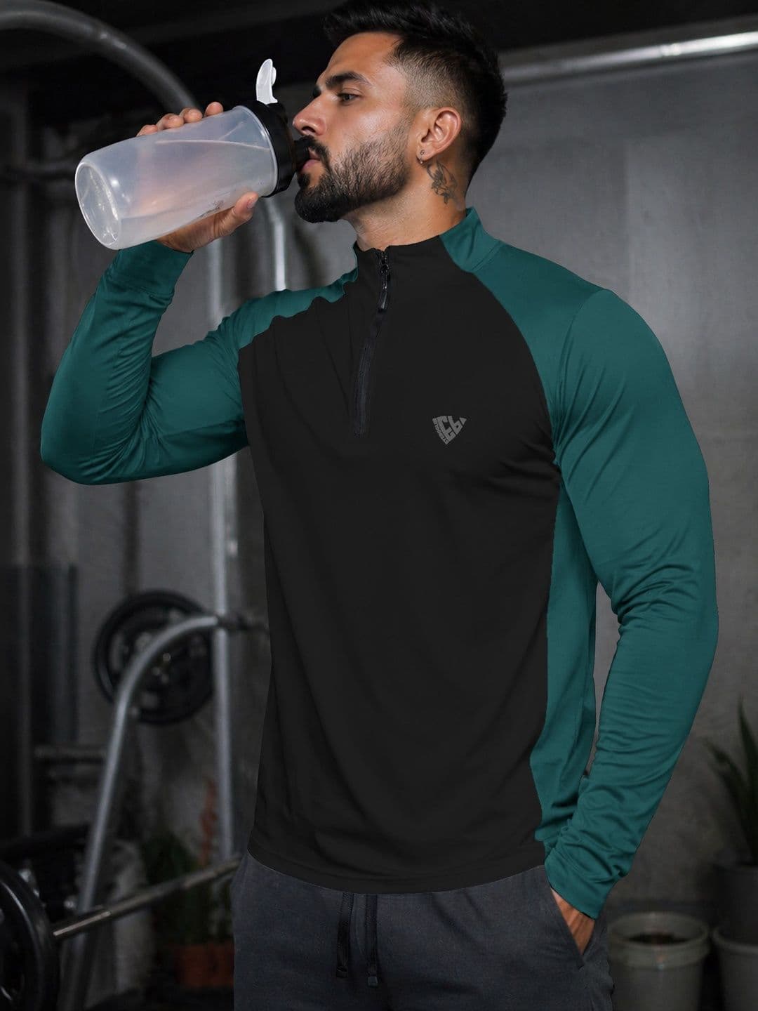 Eyebogler Men Brand Logo Colourblocked High Neck T-shirt - view 1