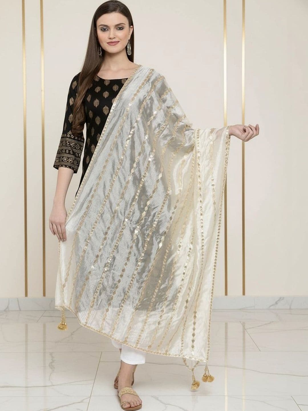 KALINI Women Gotta Patti Embroidered Silk Blend Dupatta - view 1