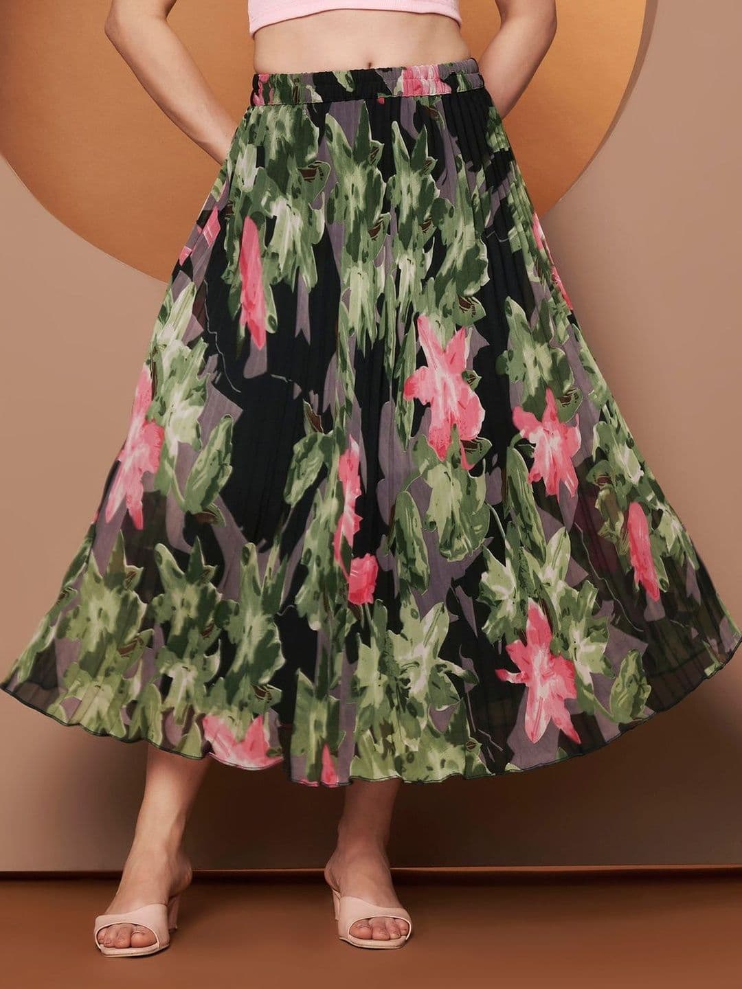 OTABU Women Floral Midi Flared Skirt - view 1