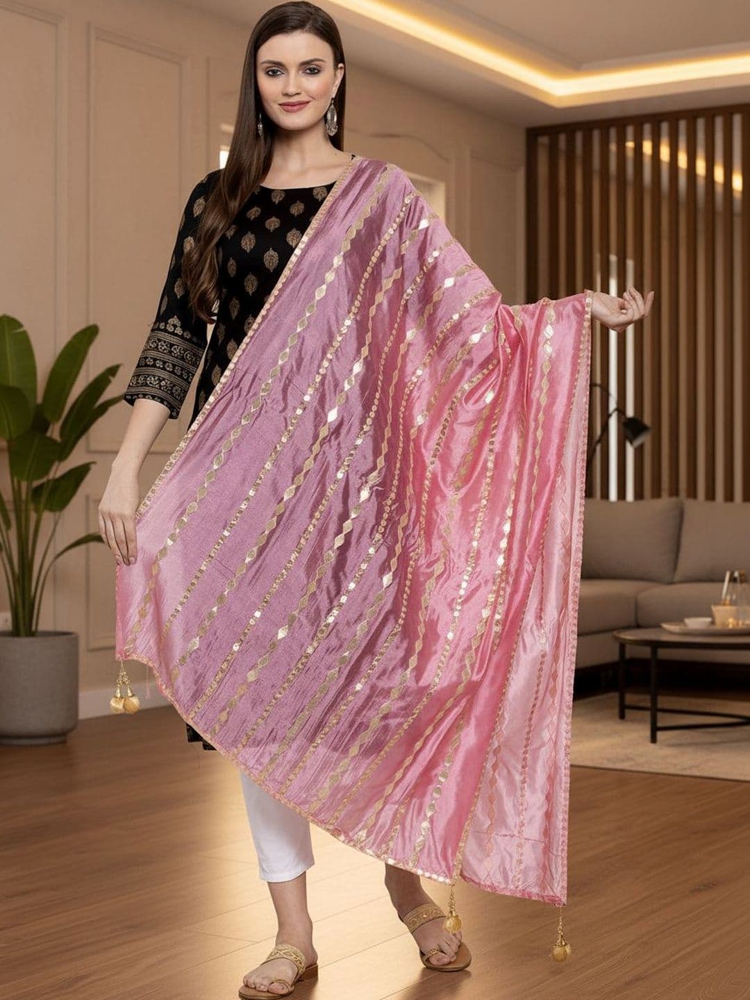 KALINI Women Gotta Patti Embroidered Silk Blend Dupatta - view 1