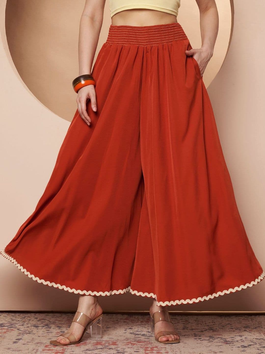 ZWERLON Women Printed High Waist Wide Leg Fit Flared Palazzos - view 1