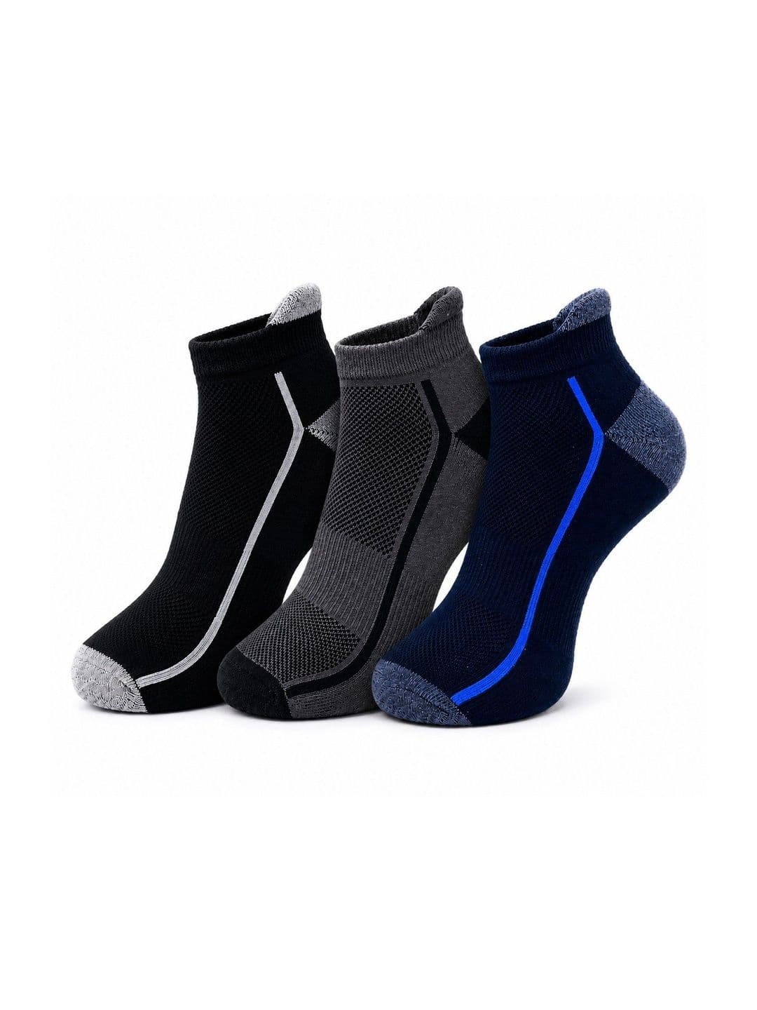 Dollar Men Pack of 3 Cotton Assorted Colourblocked Ankle Length Socks - view 1