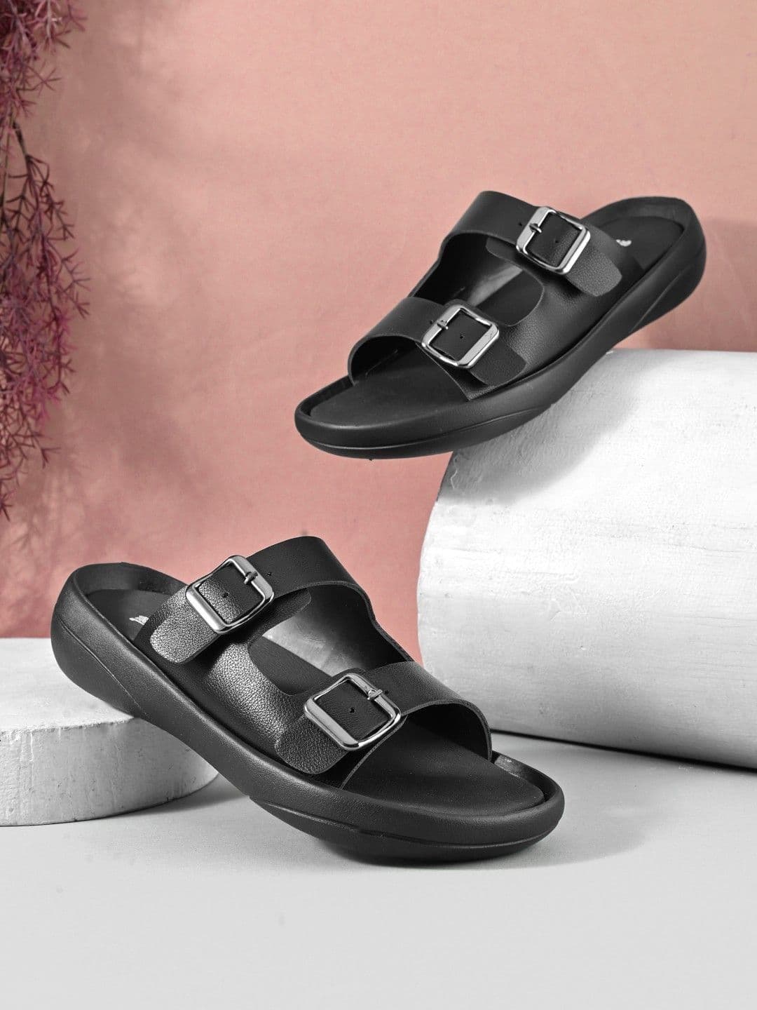 The Roadster Lifestyle Co. Men Black Casual Slip On Lightweight Cushioned Footbed Sandals - view 1