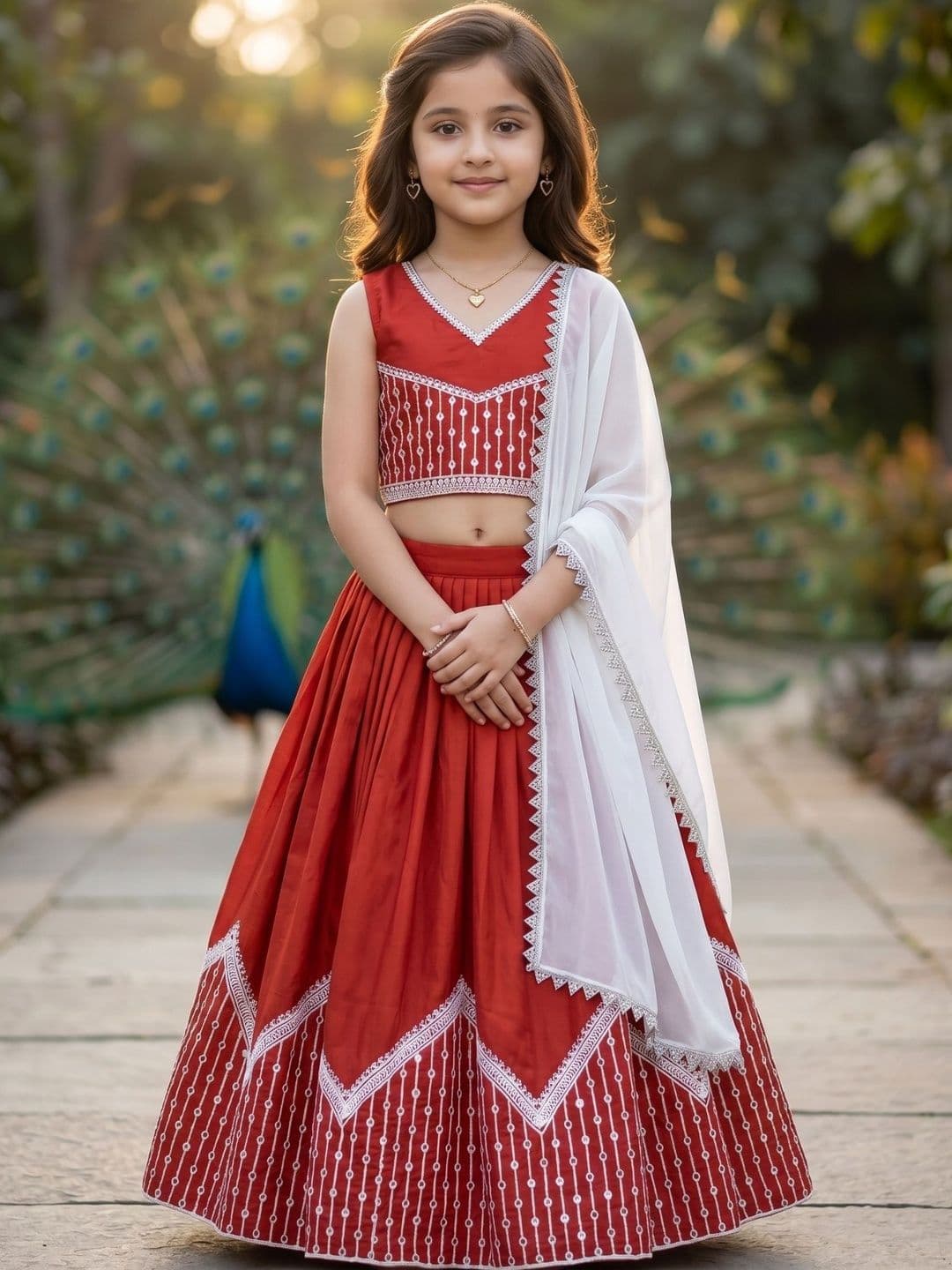 KALINI Girls Embroidered Thread Work Ready to Wear Lehenga & - view 1