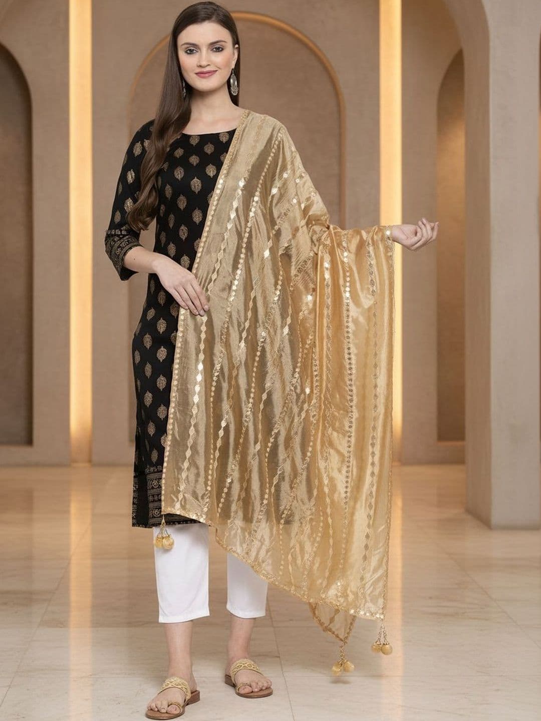 KALINI Women Gotta Patti Embroidered Silk Blend Dupatta - view 1