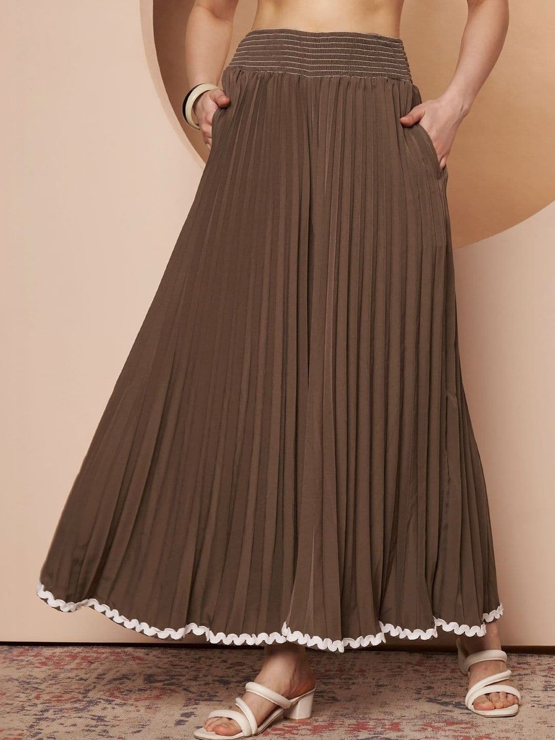 ZWERLON Women Accordion Pleated Maxi Flared Skirt - view 1