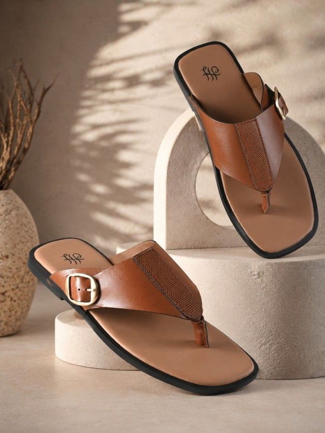 House of Pataudi Men Casual Slip On Anti Slip Flat Heel Comfort Lightweight T-Strap Sandal - view 1