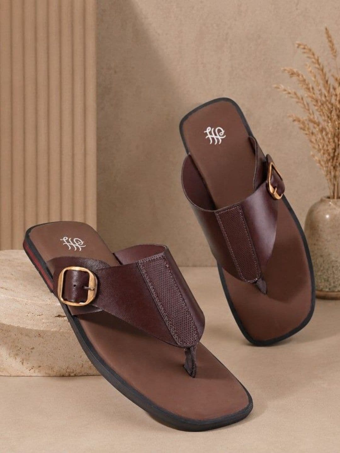 House of Pataudi Men Casual Slip On Anti Slip Flat Heel Comfort Lightweight T-Strap Sandal - view 1