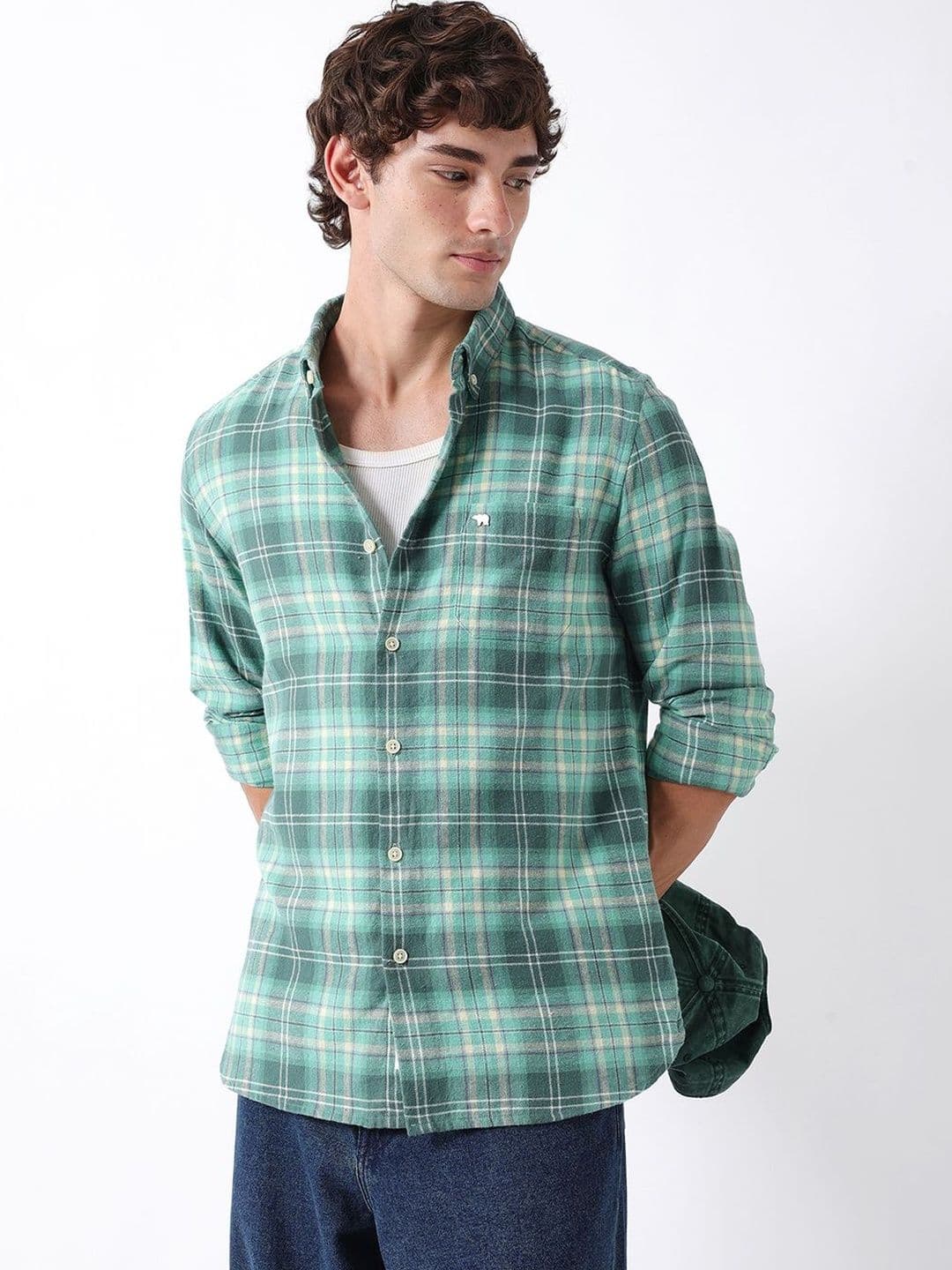 THE BEAR HOUSE Men Cotton Checked Slim Fit Shirt - view 1