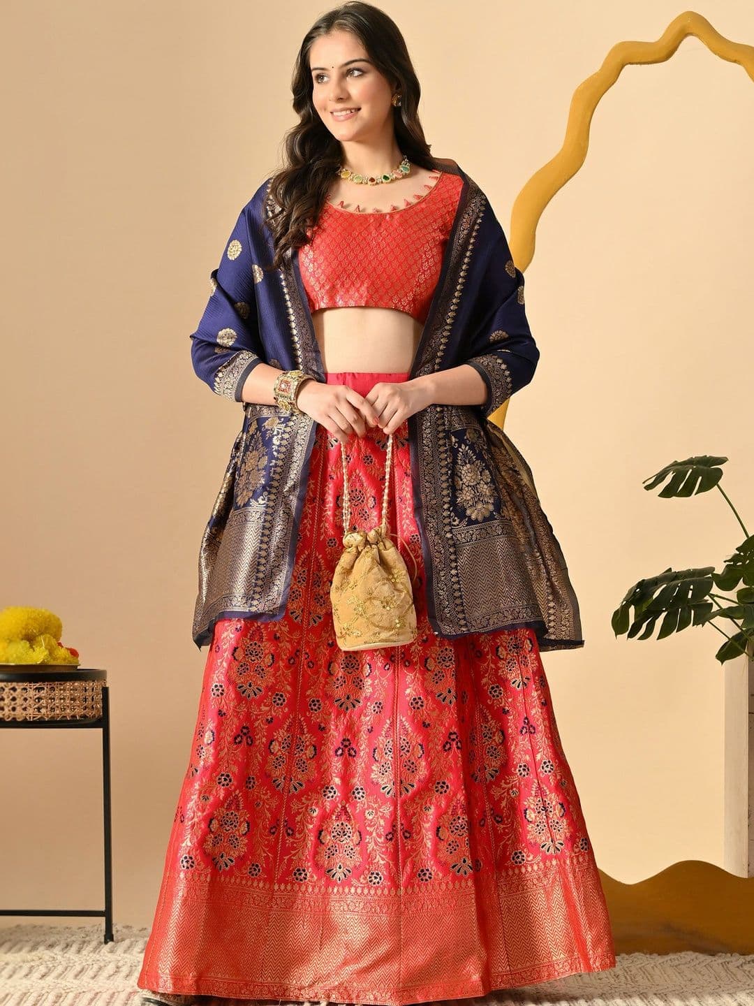 Sangria Semi-Stitched Lehenga & Blouse With Dupatta - view 1