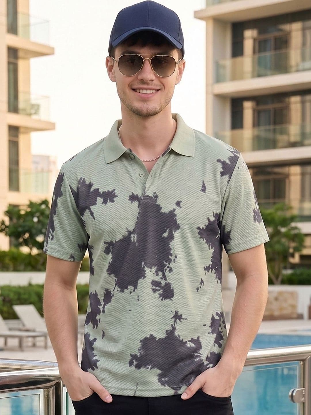 Mast & Harbour Men Tie and Dye Printed Polo Collar T-shirt - view 1