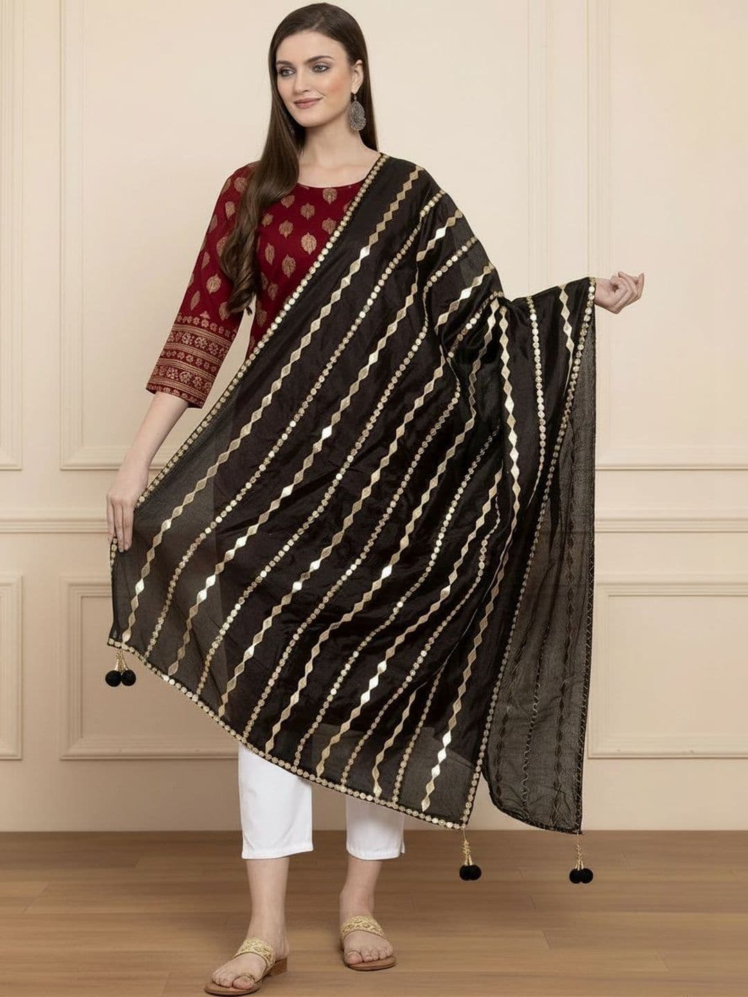 KALINI Women Gotta Patti Embroidered Silk Blend Dupatta - view 1