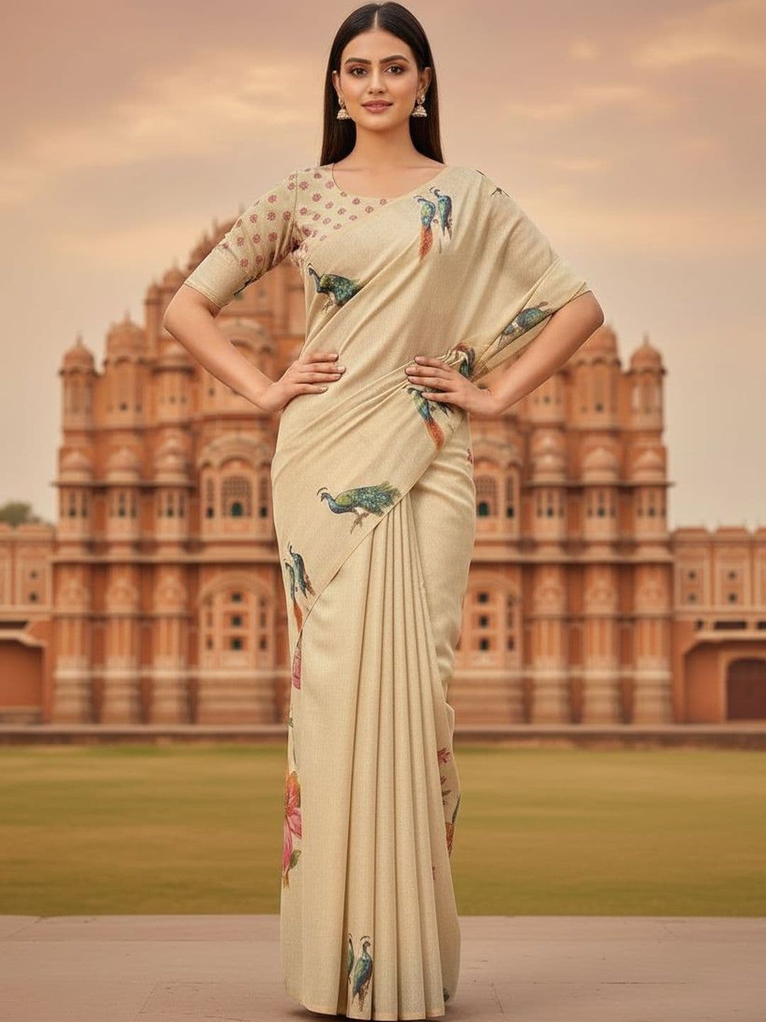 Moda Rapido Floral Cotton Blend Saree - view 1
