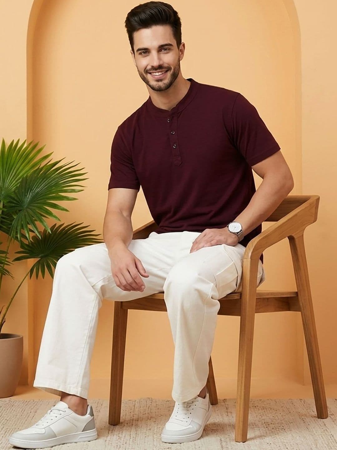 UNIBERRY Men Henley Neck Pockets T-shirt - view 1