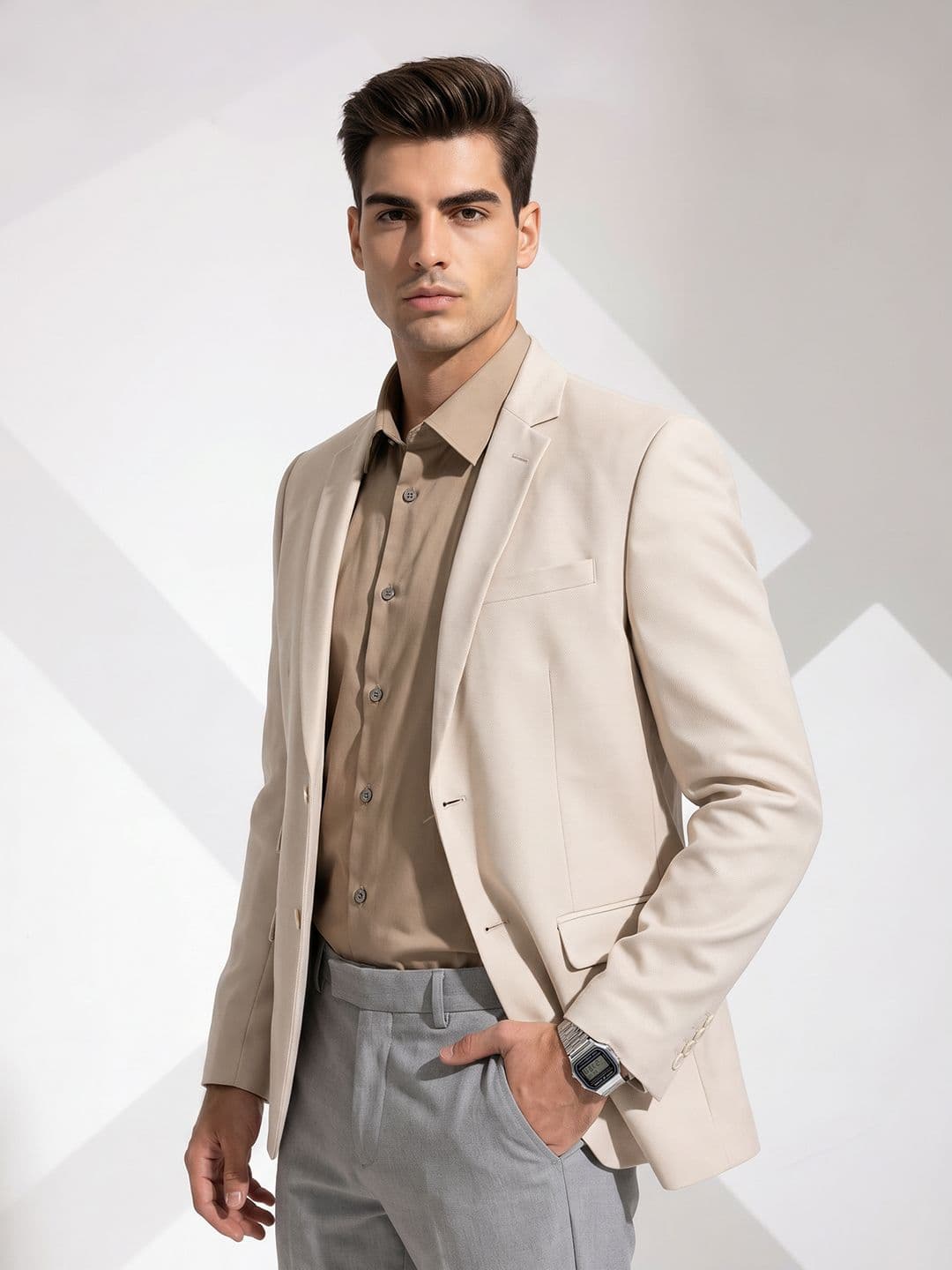 INVICTUS Single Breasted Notched Lapel Formal Blazer