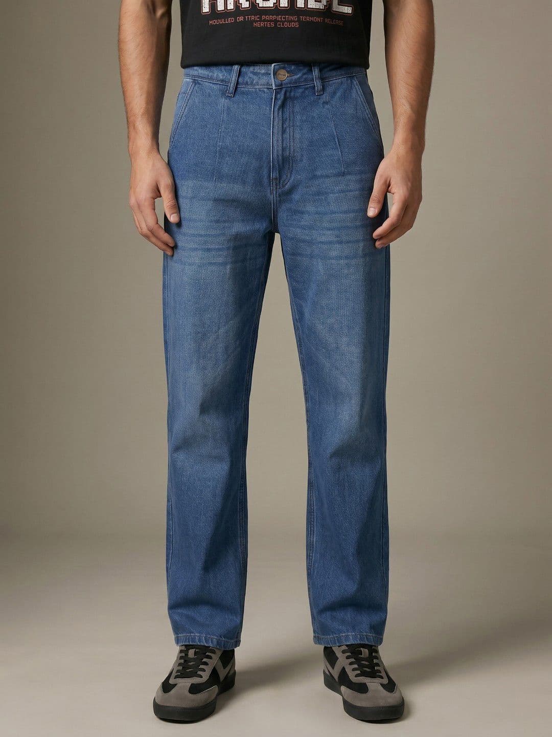 glitchez Men Pure Cotton Straight Fit Light Fade Jeans - view 1