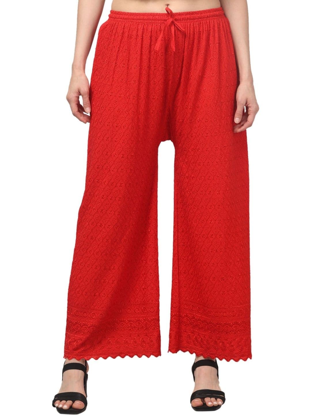 KGFONECLOTH Women Embroidered Knitted Ethnic Palazzos - view 1