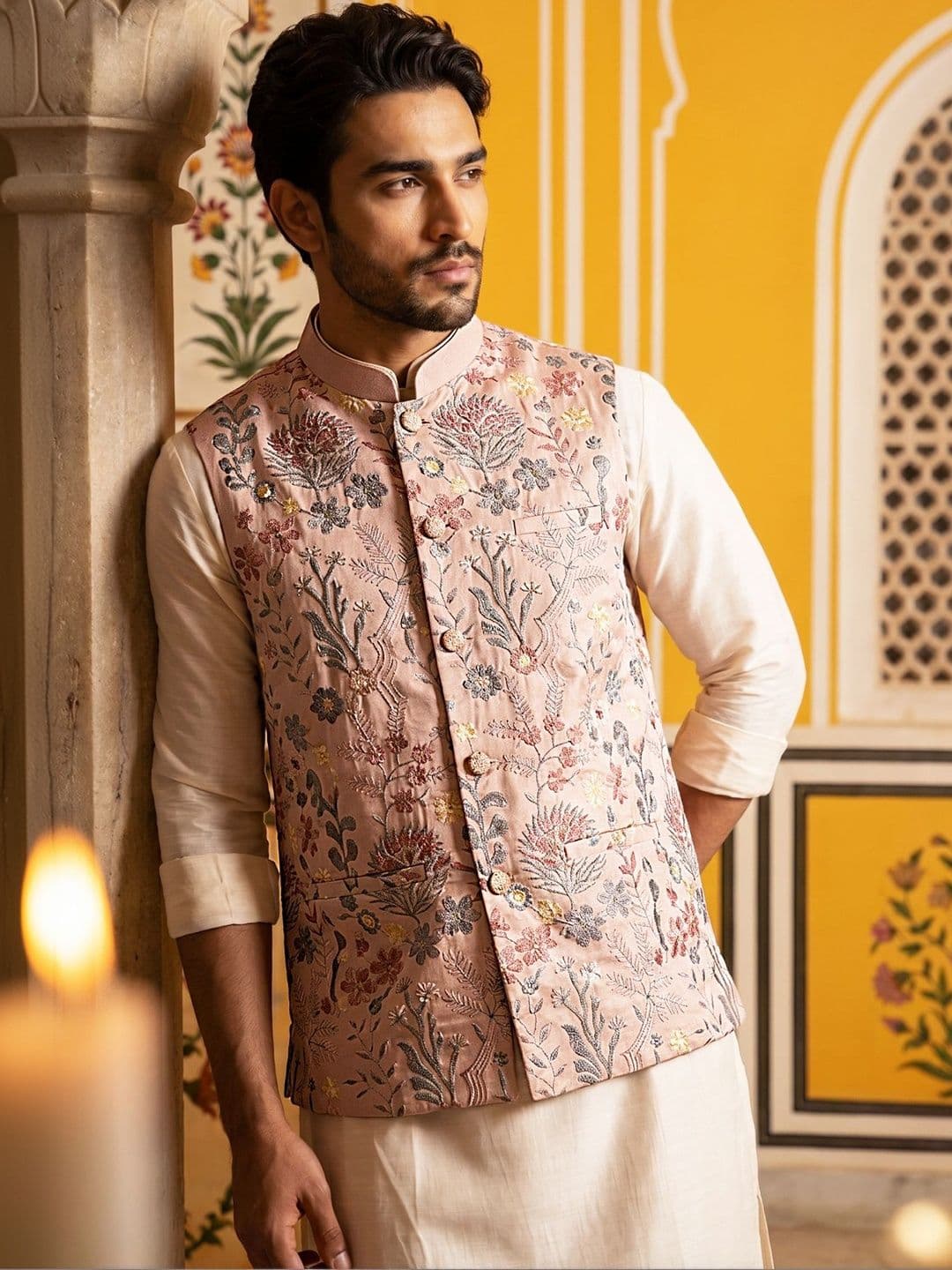 Jompers Printed Satin Nehru Jackets - view 1
