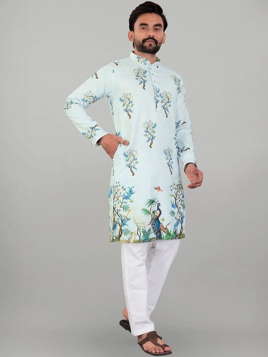 KURTA WALLAH Men Floral Printed Kurta - view 1