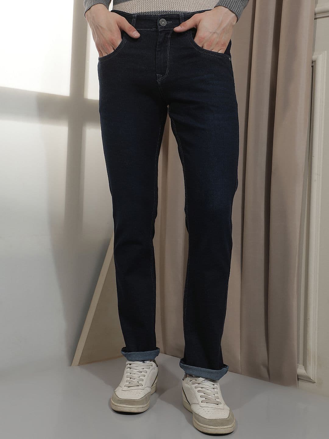 Crimsoune Club Men Straight Fit Light Fade Mid-Rise Stretchable Jeans - view 1