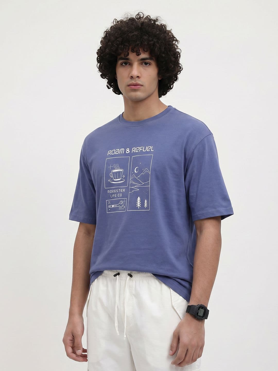 The Roadster Life Co. Relaxed Fit Printed Pure Cotton T-Shirt - view 1