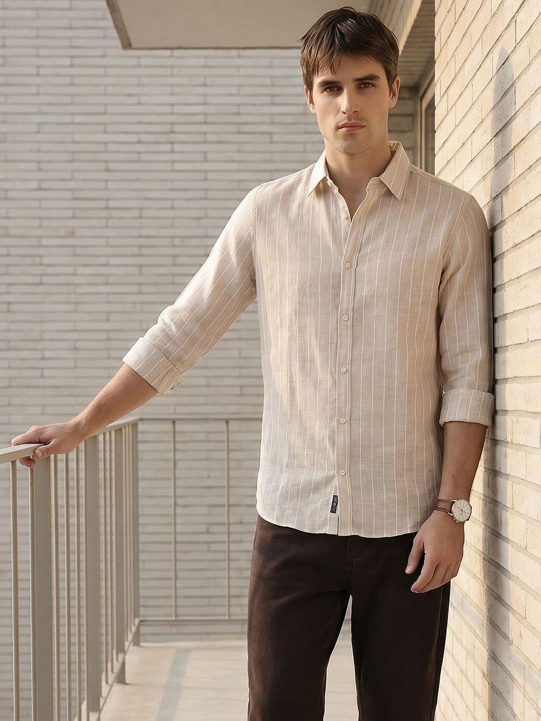 THE SHIRT CODE Slim Fit Vertical Striped Casual Shirt - view 1