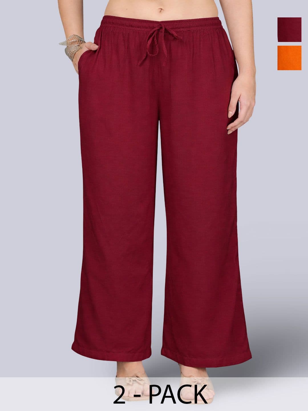 KALINI Women Flared Knitted Ethnic Palazzos - view 1