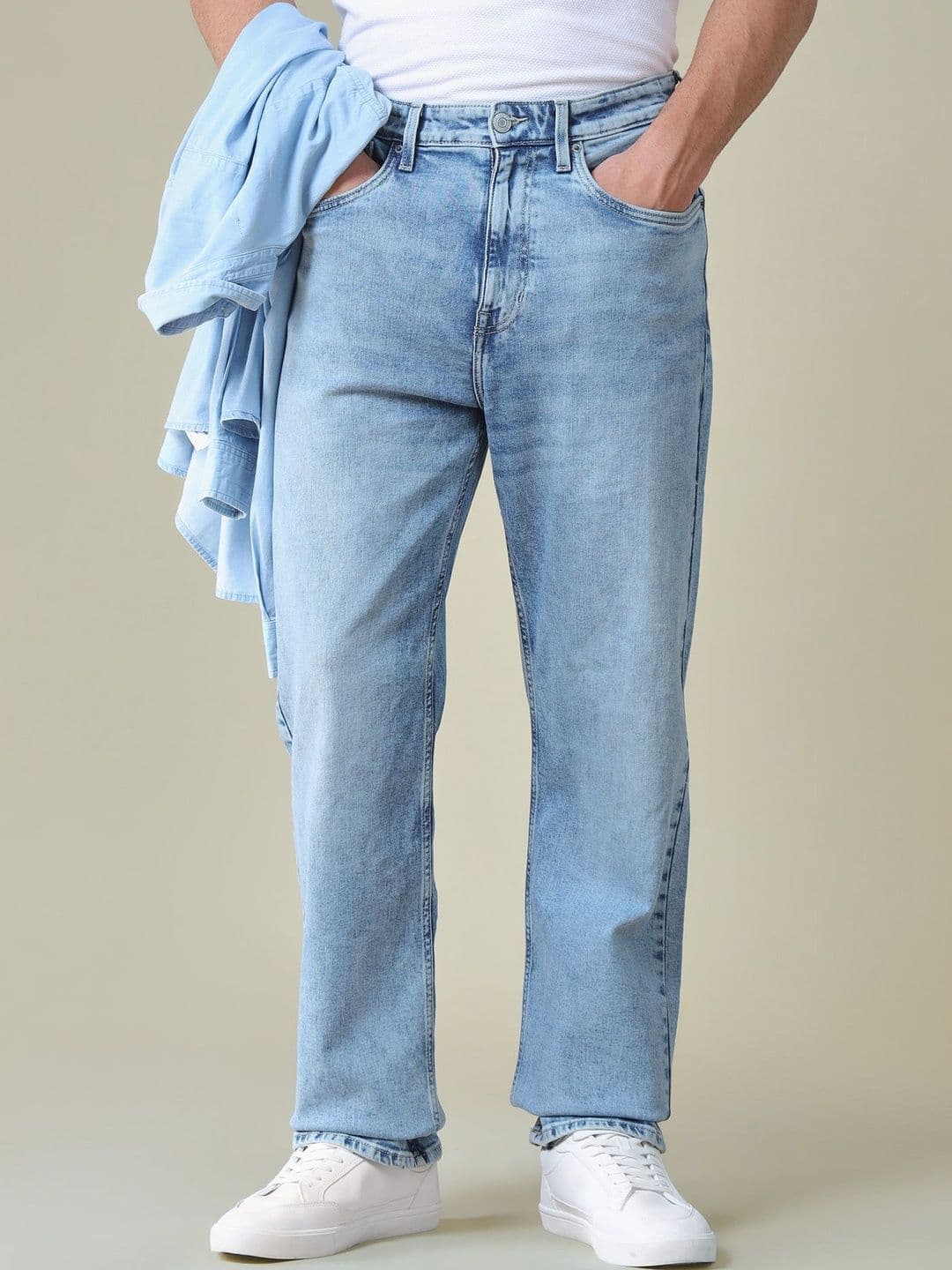 U.S. Polo Assn. Denim Co. Men Straight Fit Mid-Rise Light Fade Stretchable Jeans - view 1
