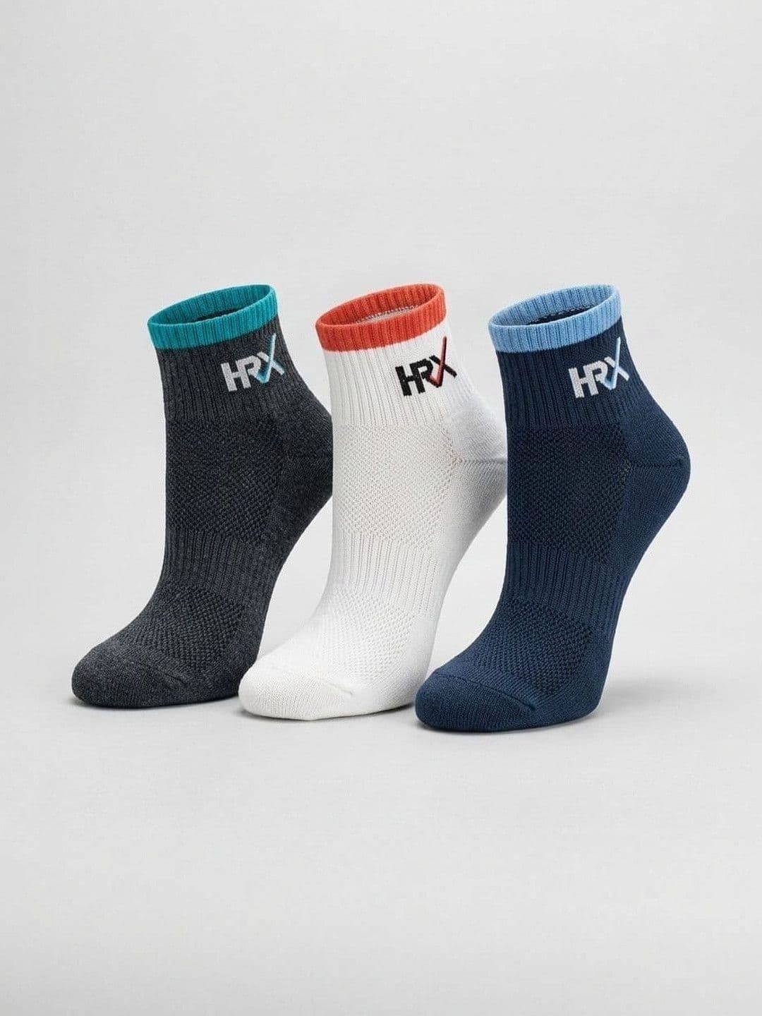 HRX by Hrithik Roshan Men Pack of 3 Cotton Blend Patterned Ankle Length Socks