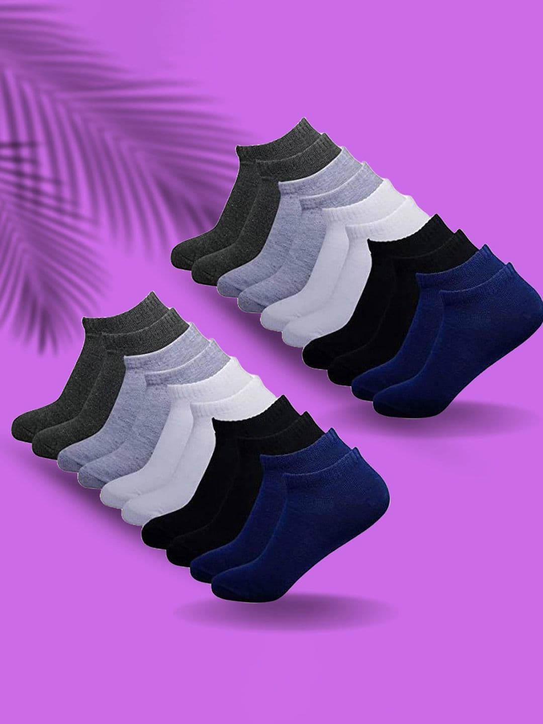 MJE Men Pack of 10 Cotton Blend Assorted Shoe Liners Socks - view 1