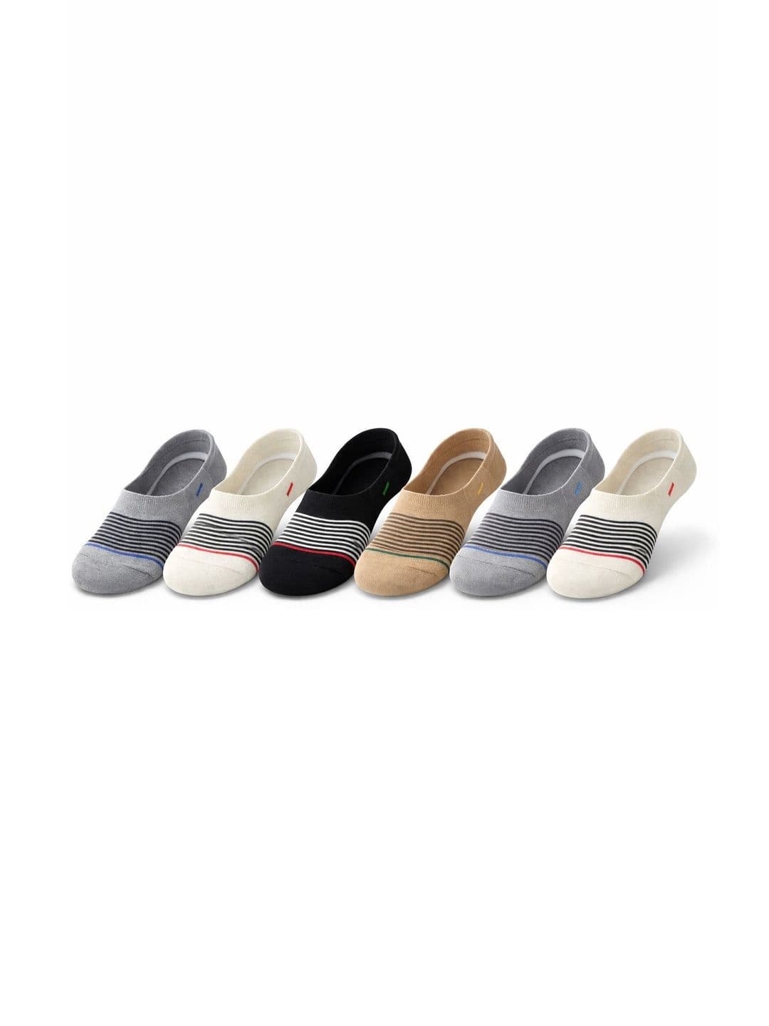 Blacktank Men Pack of 6 Cotton Striped Shoe Liners Socks - view 1