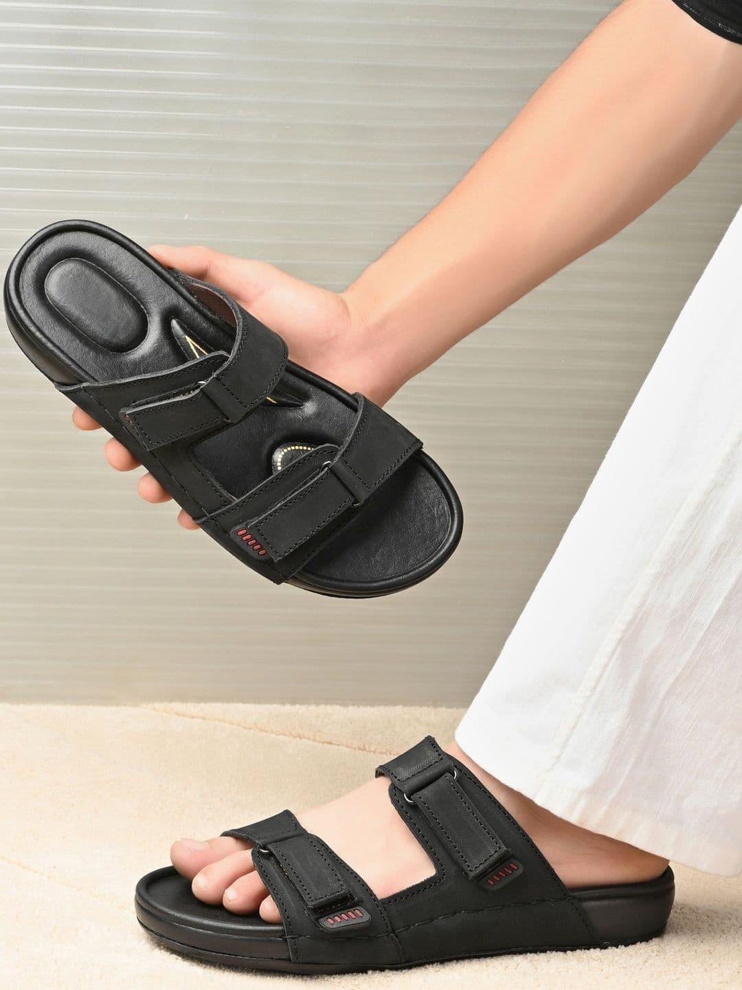 The Roadster Lifestyle Co Men Leather Slip-On Comfort Sandals - view 1