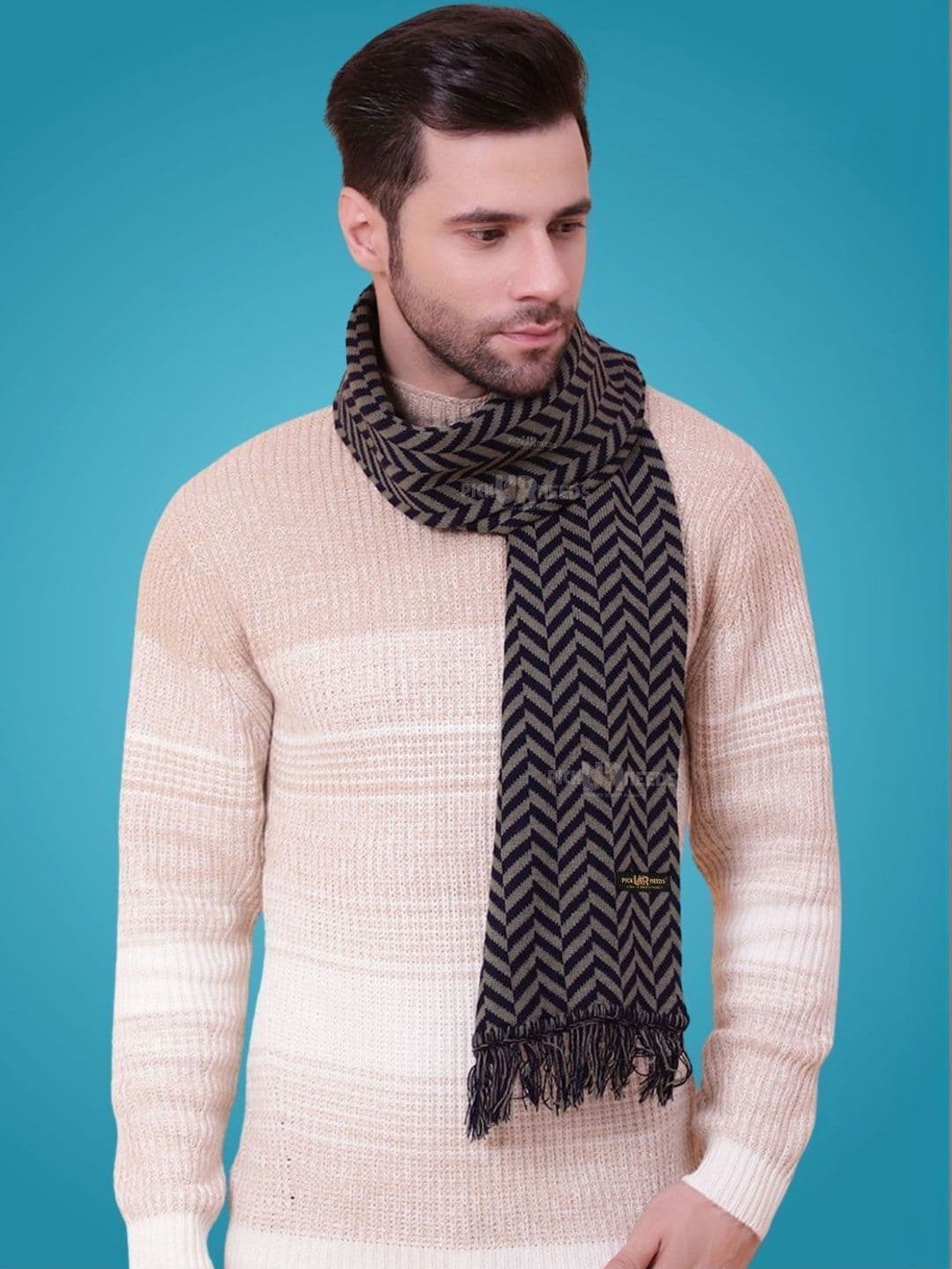 Pick Ur Needs Men Patterned Merino Wool Mufflers - view 1