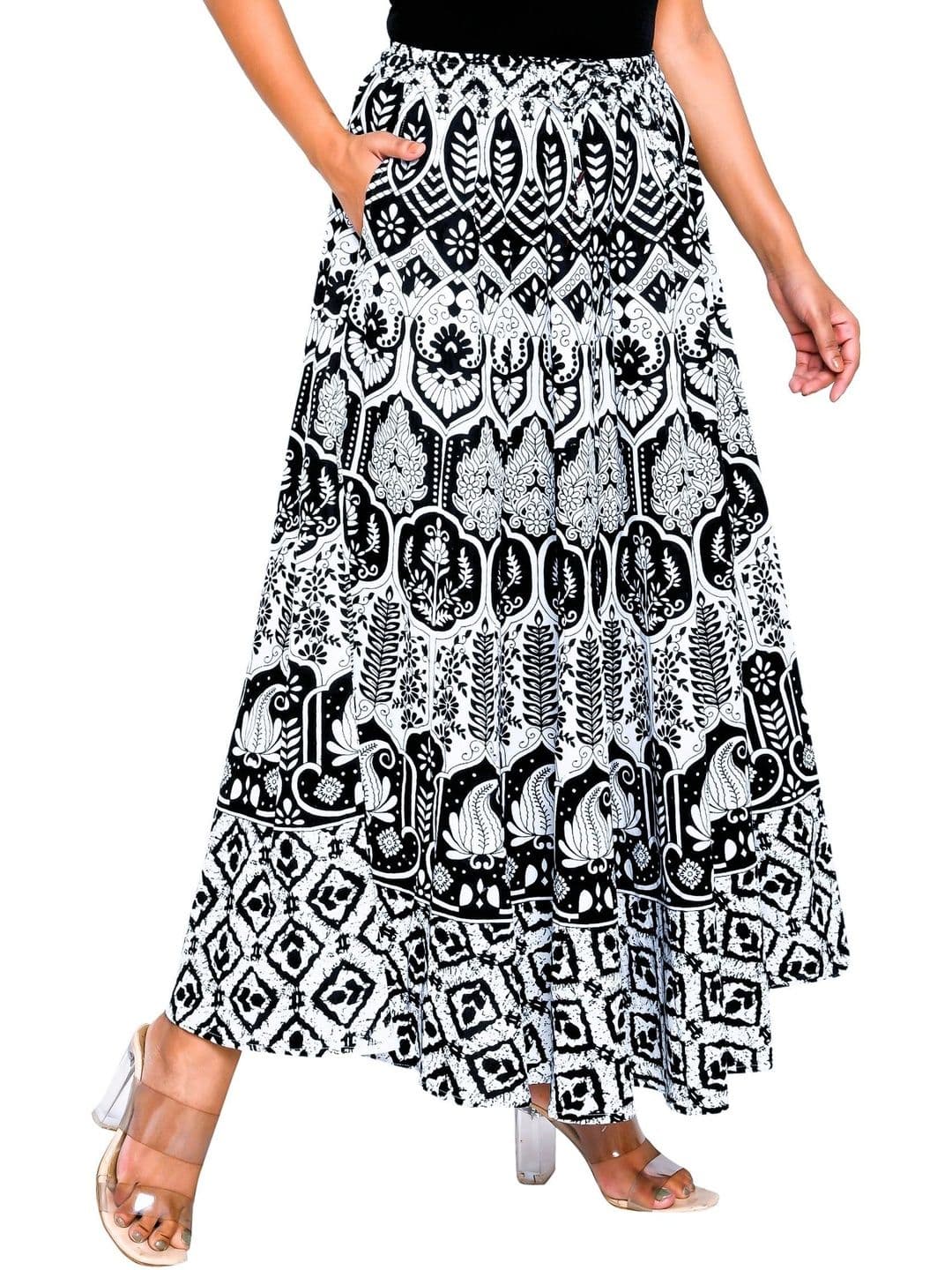 SAMJHI Women Pure Cotton Floral Maxi Flared Skirt - view 1