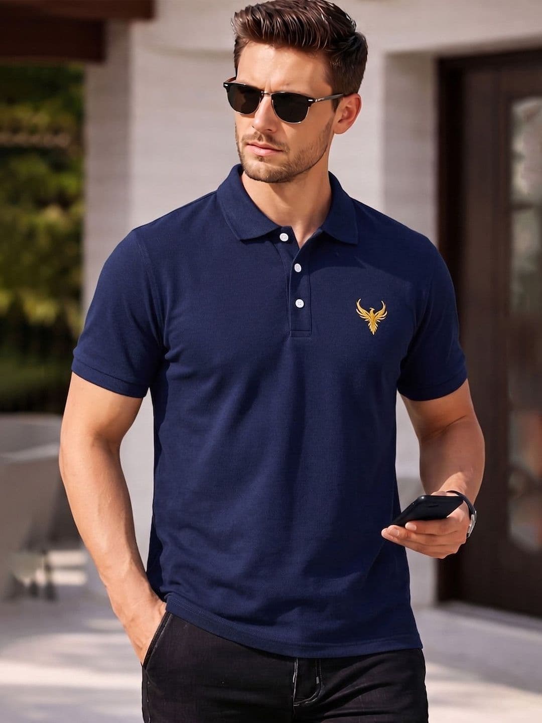 Utopium Men Brand Logo Polo Collar T-shirt - view 1