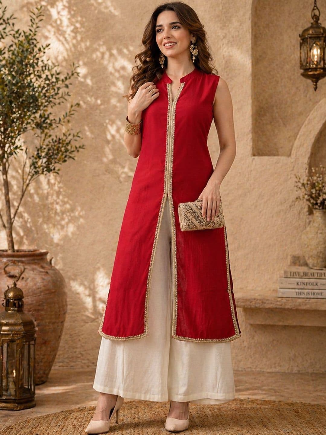 HERE&NOW Women Panelled Kurta with Palazzos - view 1