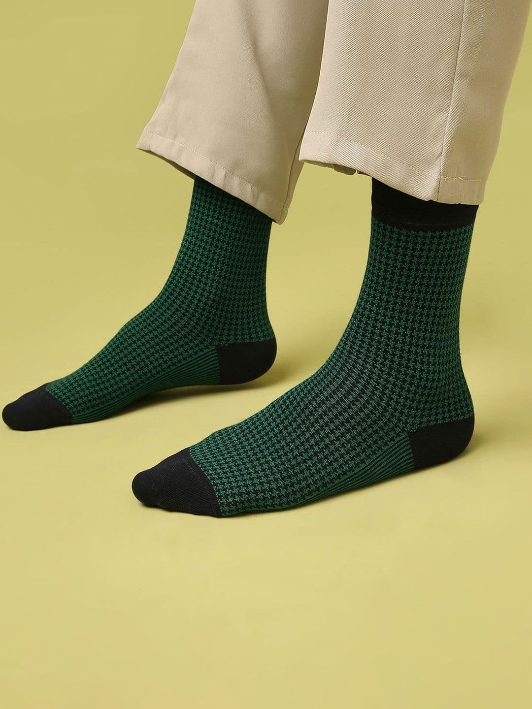 Mint & Oak Men Cotton Blend Patterned Calf Length Socks - view 1