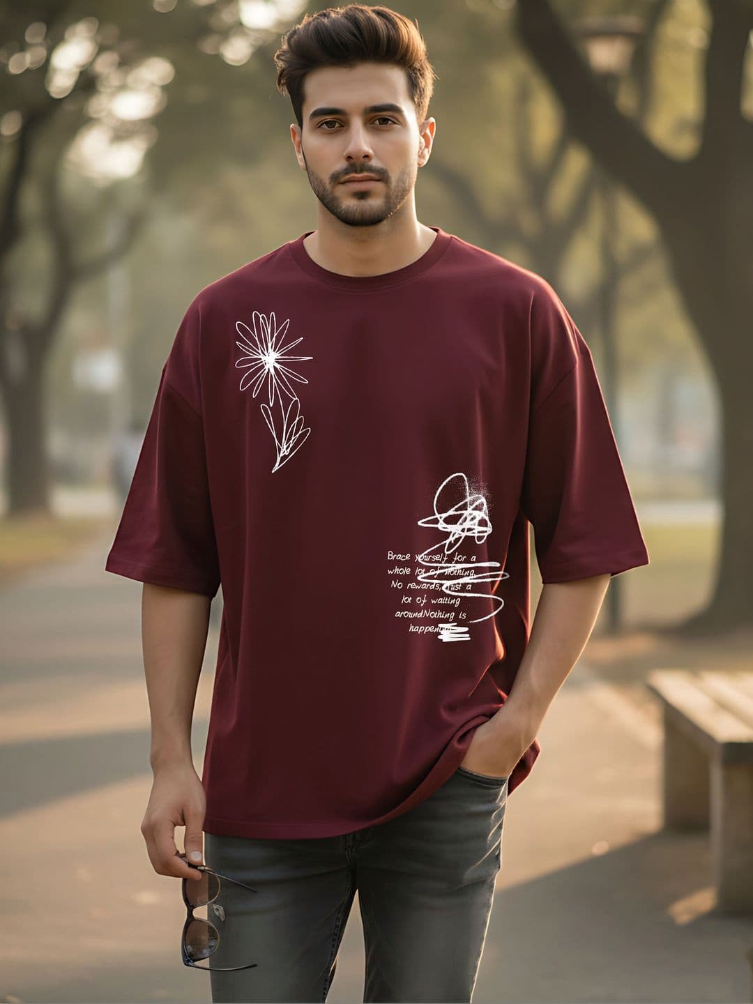 Kook N Keech Men Printed Drop-Shoulder Sleeves T-shirt - view 1