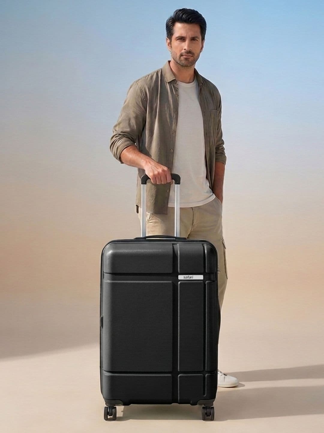 Safari Route Black Polycarbonate Hard Sided Medium Trolley Bag Suitcase 65cm - view 1